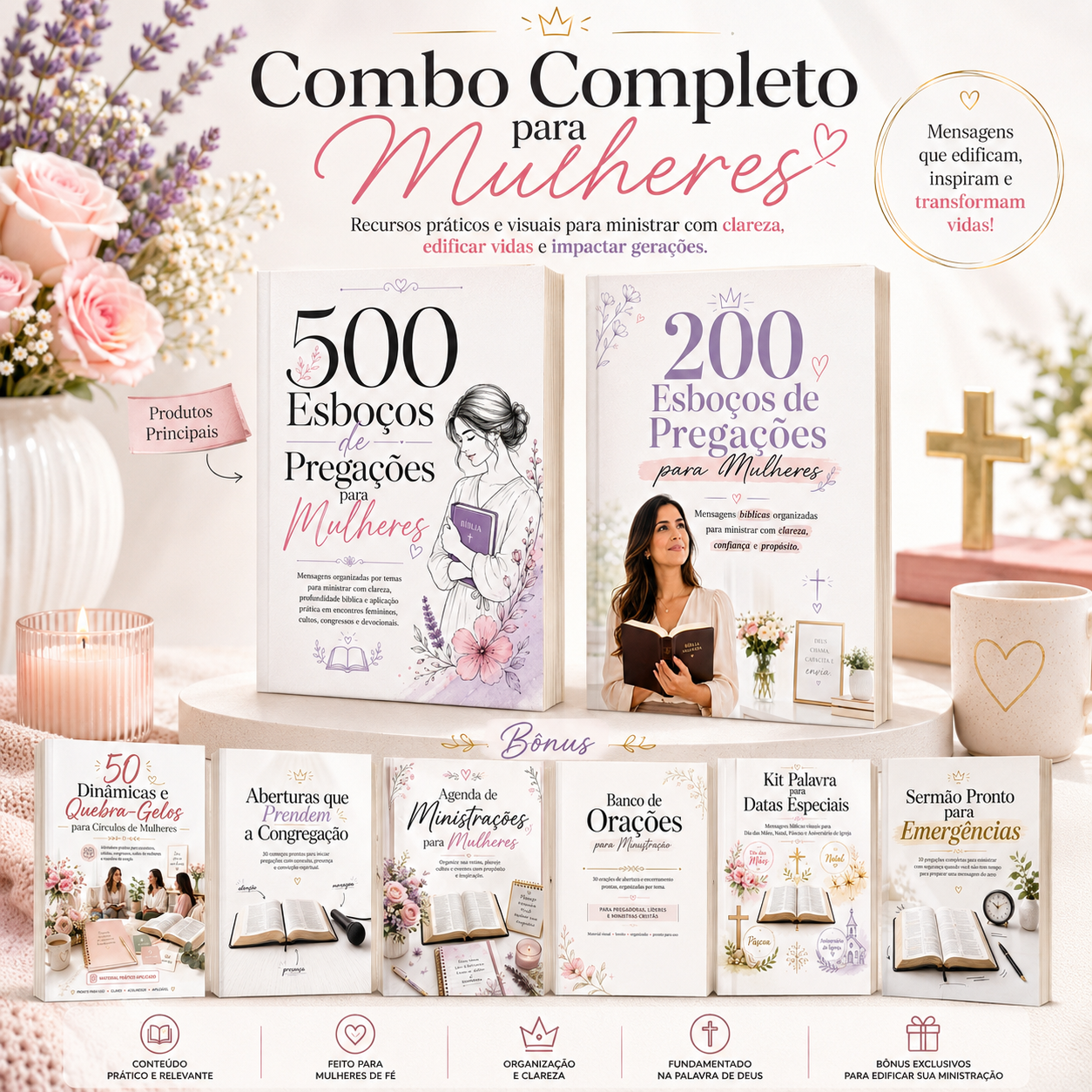 700 Esboços de Pregações para Mulheres — Kit completo com bônus