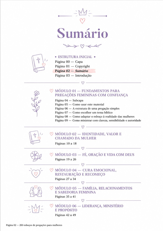 Sumário — Esboços de Pregações para Mulheres